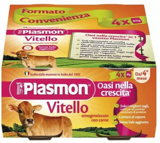 Plasmon Omogeneizzato Carne Vitello Offerta 12 Vasetti da 80gr