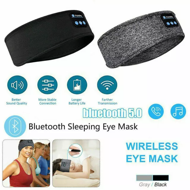 UK Wireless Bluetooth Headband Sleeping Eye Mask Headphones Headset Music Sports 2