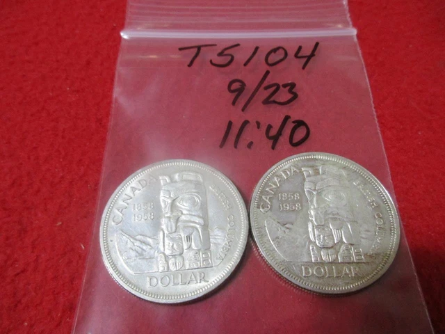 1858-1958 Canada 2/TWO High Grade Silver British Columbia Dollars         #T5104
