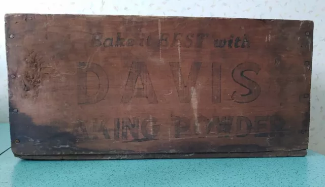 Antique Davis Baking Powder Wood Crate Rare