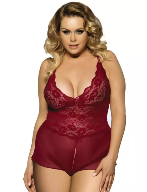 Sexy Crotchless Bodysuit Open Bra Lingerie Plus Size Teddy