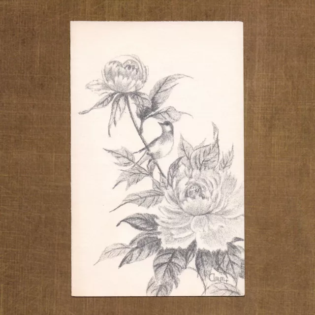 Unused Vtg Flowers Notecard by Ann Adams, Polio Patient of Jacksonville, FL +✉