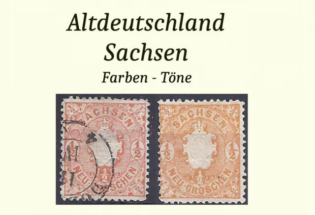 Altdeutschland Sachsen Lot 2 schöne Marken MiNr. 15, gest. + ungest. - Töne.