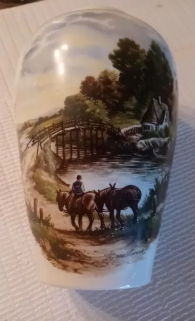 Naaman Israel Vintage Modernist Horse River Cottage Design White Porcelain Vase