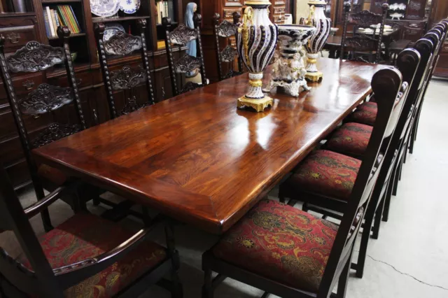 Exceptional Antique Style Hardwood 12' x 46" x 2" thick Dining/Conference Table