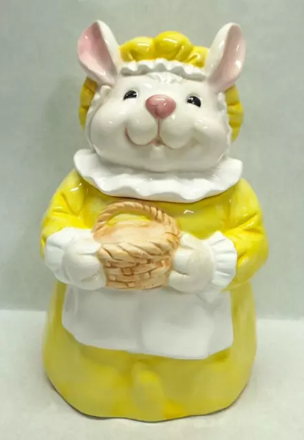 Vintage Granny Mouse in Yellow Dress w/ Basket Cookie Jar