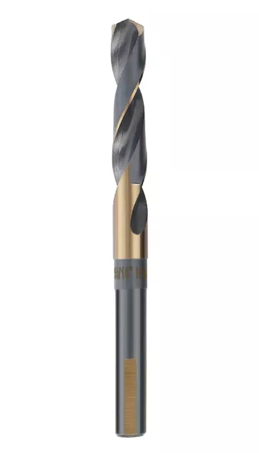 9/16 In. x 6 In. HSS Silver and Deming Drill Bit 1/2" Reduced Shank Golden/Black