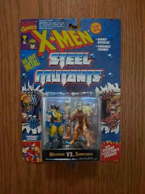 X-Men Steel Mutants Die Cast Metal WOLVERINE & SABRETOOTH (Toy Biz, 1994)