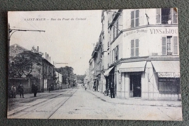 CPA. SAINT MAUR. 94 - Rue du Pont de Créteil. Au Départ des Tramways. Huitres.