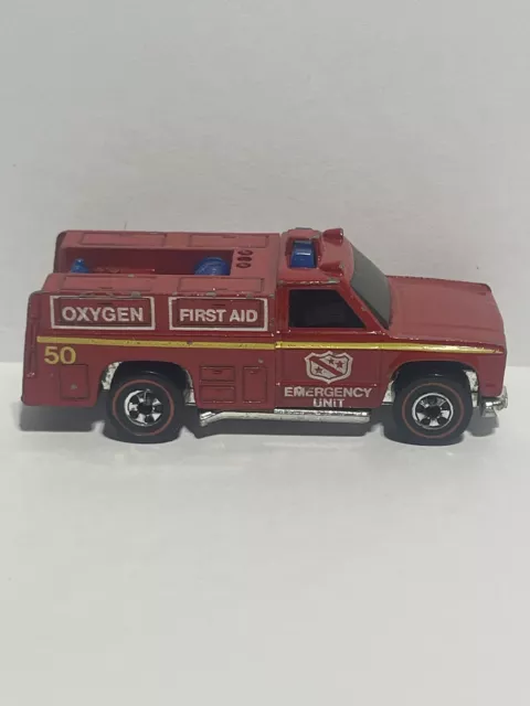 Hot Wheels Vintage Redline 1974 Emergency Unit 50 Red Fire Truck Hong Kong