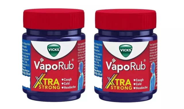 PACK DE 2 Vicks VapoRub pomada alivio del dolor de cabeza, tos, dolores - 25 ml