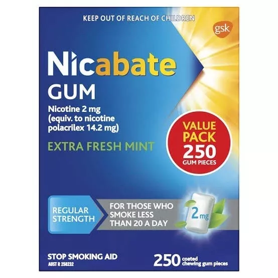 [Nicabate] GUM 2mg EXTRA FRESH 250 Pieces! (Exclusive Size) - Quit Smoking