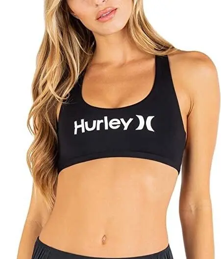 NEW Hurley Womens Standard Scoop Bikini Tank Top ONLY Black Size LARGE NWT