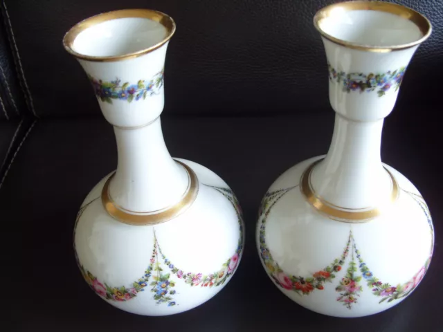 Lot Ancien Paire De Vases Du 19 Eme Siècle Vase Soliflore