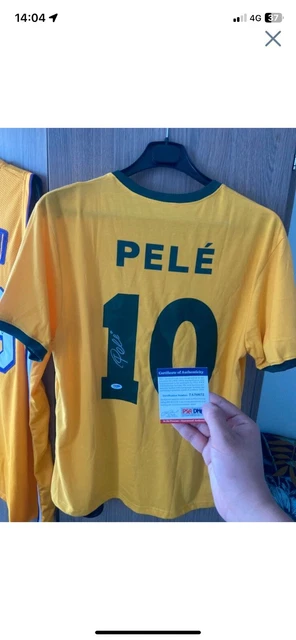 Maillot Brésil Signé Par Pelé - Authentification Kollectibles - Pièce De Musée
