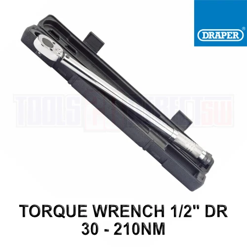 Draper 1/2" Drive Torque Wrench 30 - 210Nm Square Drive Ratchet 78642