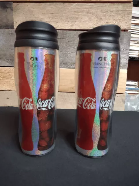 Set of 2 Coca Cola Princess Cruises Insulated 16 oz Tumblers with Lids