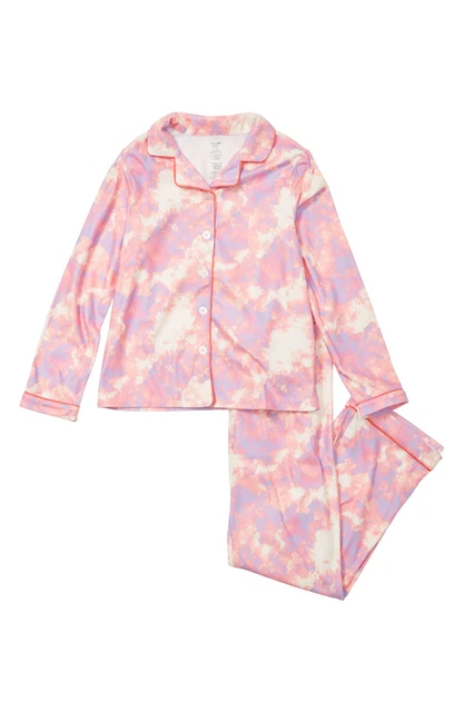 DREAM LIFE girls ' Tie-dye Flannel Long Sleeve Top & Pants Pajama size S 7-8