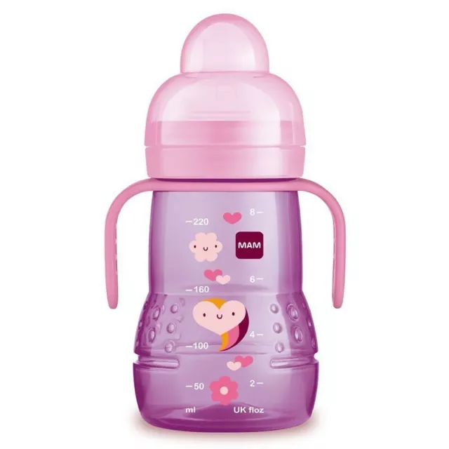 MAM Trainer+ Space Love- Baby bottle with silicone spout 220 ml color pink