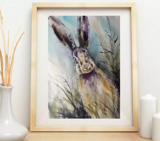 Original Watercolour Painting , Hare