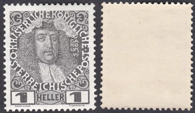 Austria 1908 MNH Michel 139 Scott 110a Yvert 101 Emperor Charles VI (1711-1740)