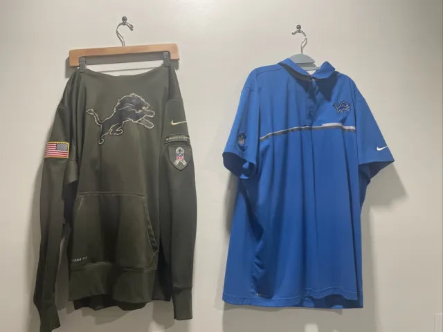 Men’s Detroit Lion Hoodie Military Theme And Jersey Shirt  XXL, EUC