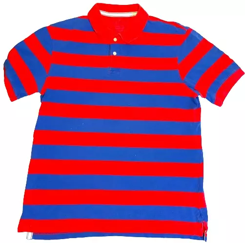 VINTAGE FADED GLORY Men’s Red and Blue Striped Polo, Size Medium $8.99 ...