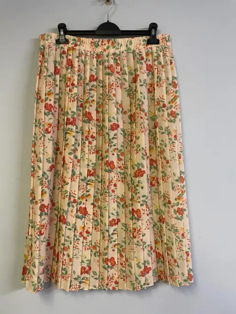 George women's vintage floral printed maxi pleated skirt size 18