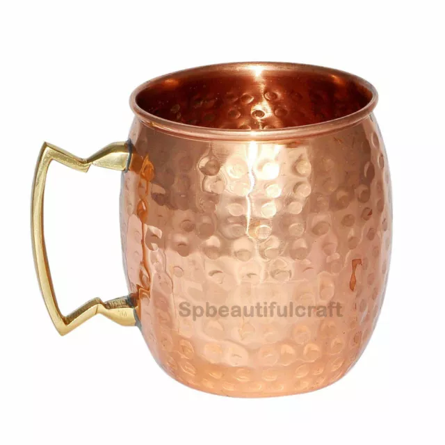 Pure Copper Hammered Moscow Mule Mug Brass Handle Ayurveda Health Benefits 500ML