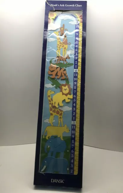 Dansk 90007NA Noah's Ark Wooden Growth Chart, Wooden Zoo Animal Cutouts -New