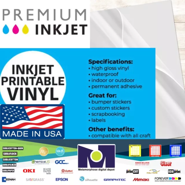 Clear Vinyl Sticker/Label Paper for Inkjet Printers 50 Sheets A4 (8.3”x11.7”)