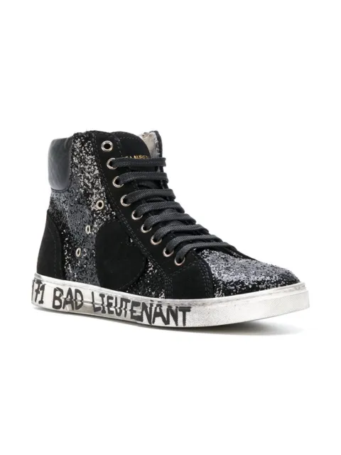 Saint Laurent ‘Bad Lieutenant’ Black Glittered High-Top Sneakers 36/6US $895.00