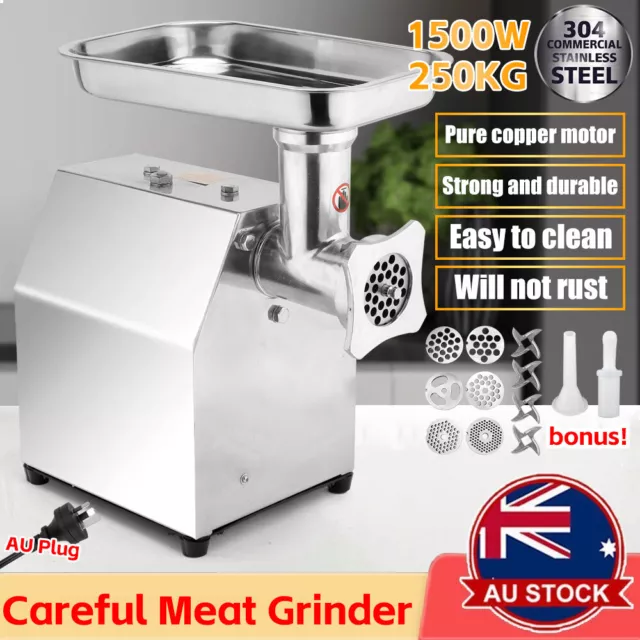 1500W 2HP Commercial Meat Mincer Powerful Electric Grinder Sausage Maker Filler