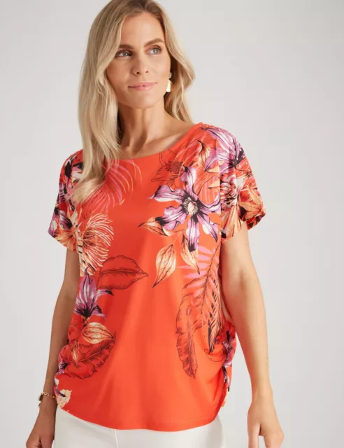 Womens Tops -  Extended Sleeve Top With Placement Print - MILLERS