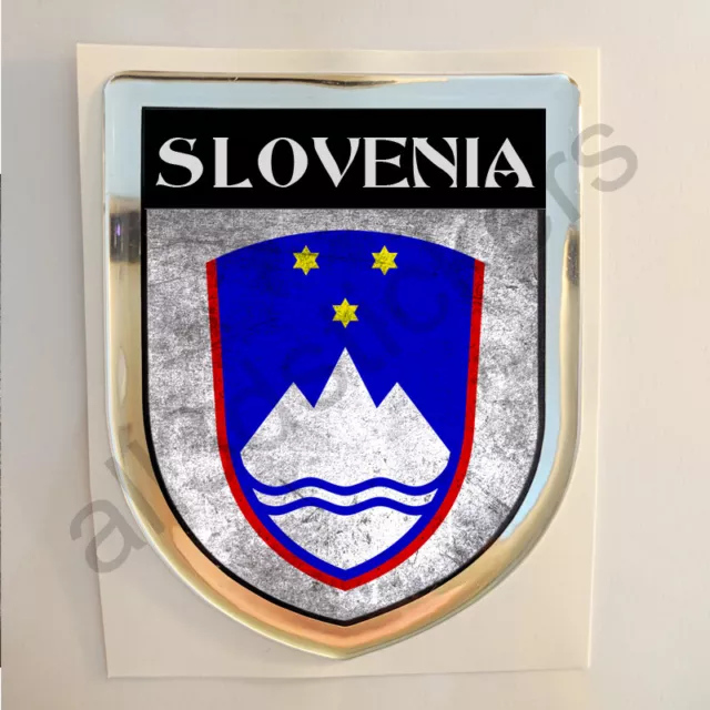 Slovenia Adesivi Scudetto 3D Emblema Stemma Sporco Resinato Adesivo Resinati