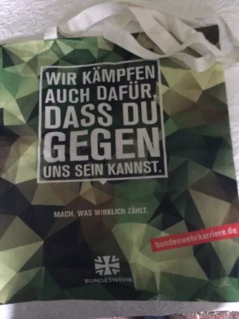 stoffbeutel baumwolle groß Grünkarriert Bundeswehr Werbung Militaria