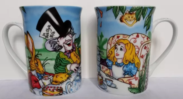 Alice In Wonderland's Cafe By Paul Cardew Pair (2) Mugs England 2009 *SHIPS FREE