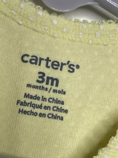 Carters One Piece Bodysuit Baby Girls Size 3 Months Short Sleeve Yellow 3