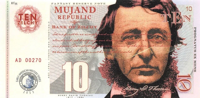 Mujand Republic Banknote 10 Zilchy 2013 Unc Specimen, Private, Note