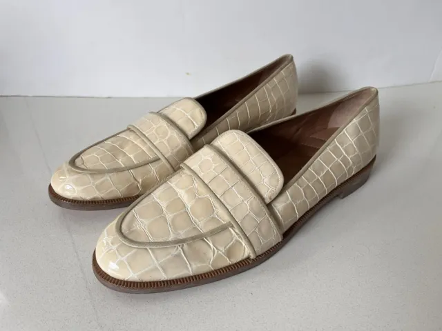 AQUAZZURA FAUX CROCODILE MARTIN Loafers Flats Moccasins Shoes 40 Italy (9.5 US)