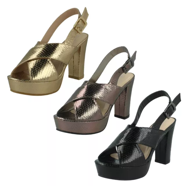 Femmes F1R2019 Talon Haut Plateforme Sandales Soirée Bronze & Noir