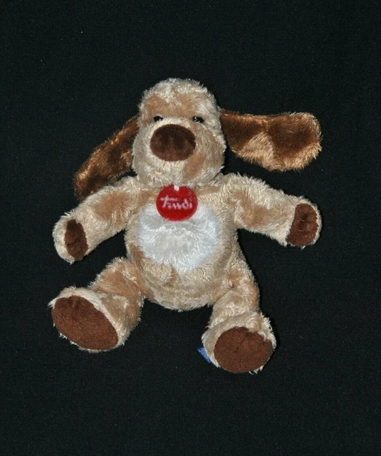 PELUCHE DOUDOU CHIEN TRUDI beige brun marron blanc yeux durs 25 cm
