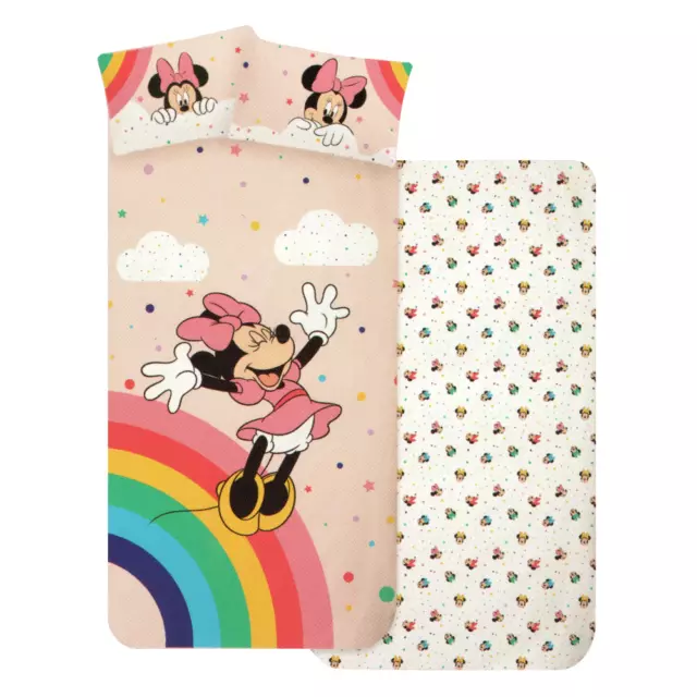 Disney Minnie Completo letto singolo Lenzuola sotto, sopra e federa  100%cotone