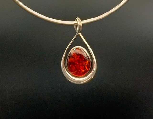 Bague Vintage En Argent 925 Et Ambre - Ancienne, Pierre Terne - Occasion Bon état