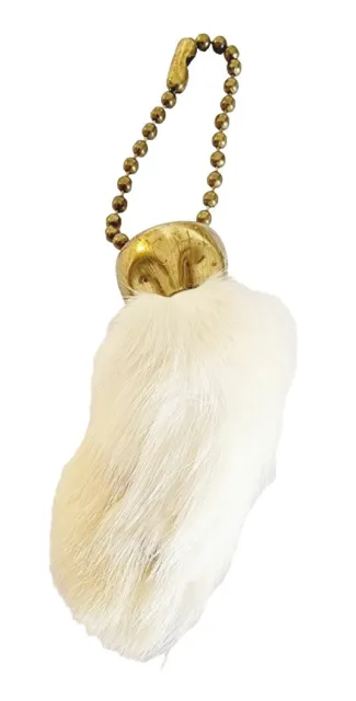 Vintage Cream Colored Rabbits Foot Lucky Charm Keychain Furry Good Luck Amulet