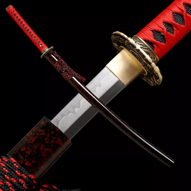 AU Handmade Katana Sword Clay Tempered T10 Steel Blade Rzaor Sharp Battle Ready