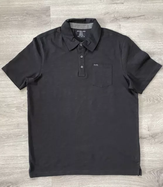 MICHAEL KORS Men's Short Sleeve Cotton Polo Shirt Black Size Medium