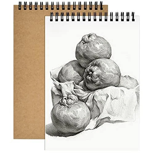2pcs Carnet Dessin A5 160GSM / 120 Faces Carnet de Croquis Relié en Spirale C...