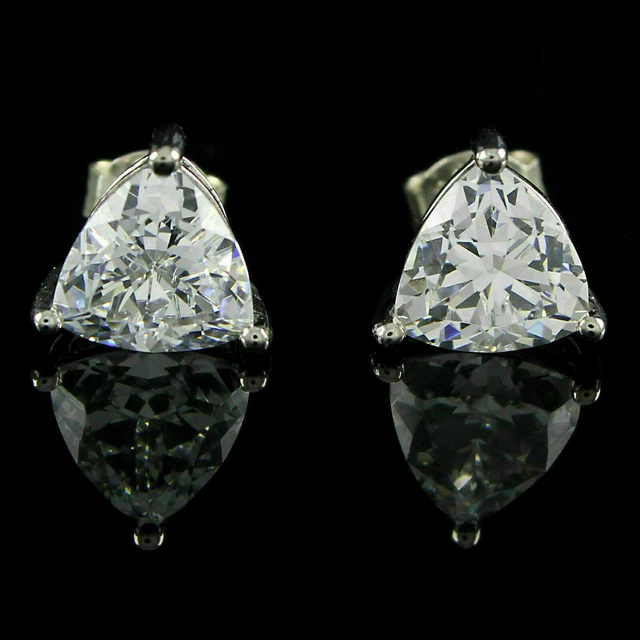 2Ct Trillion Cut Lab-Created Stud Earring For Women In 14K White Gold Plated