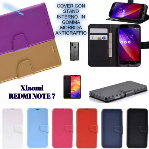 PER XIAOMI REDMI NOTE 7  cover A LIBRO CON TASCHE PORTA CARD WALLET in eco pelle